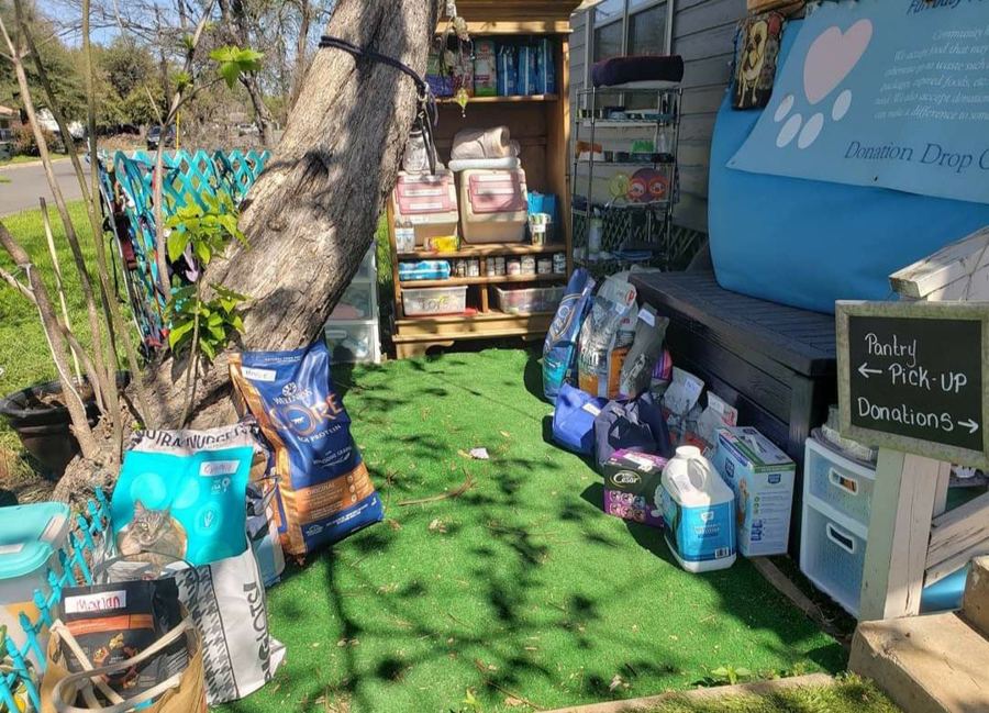 Donations set out for pickup at the early pantry